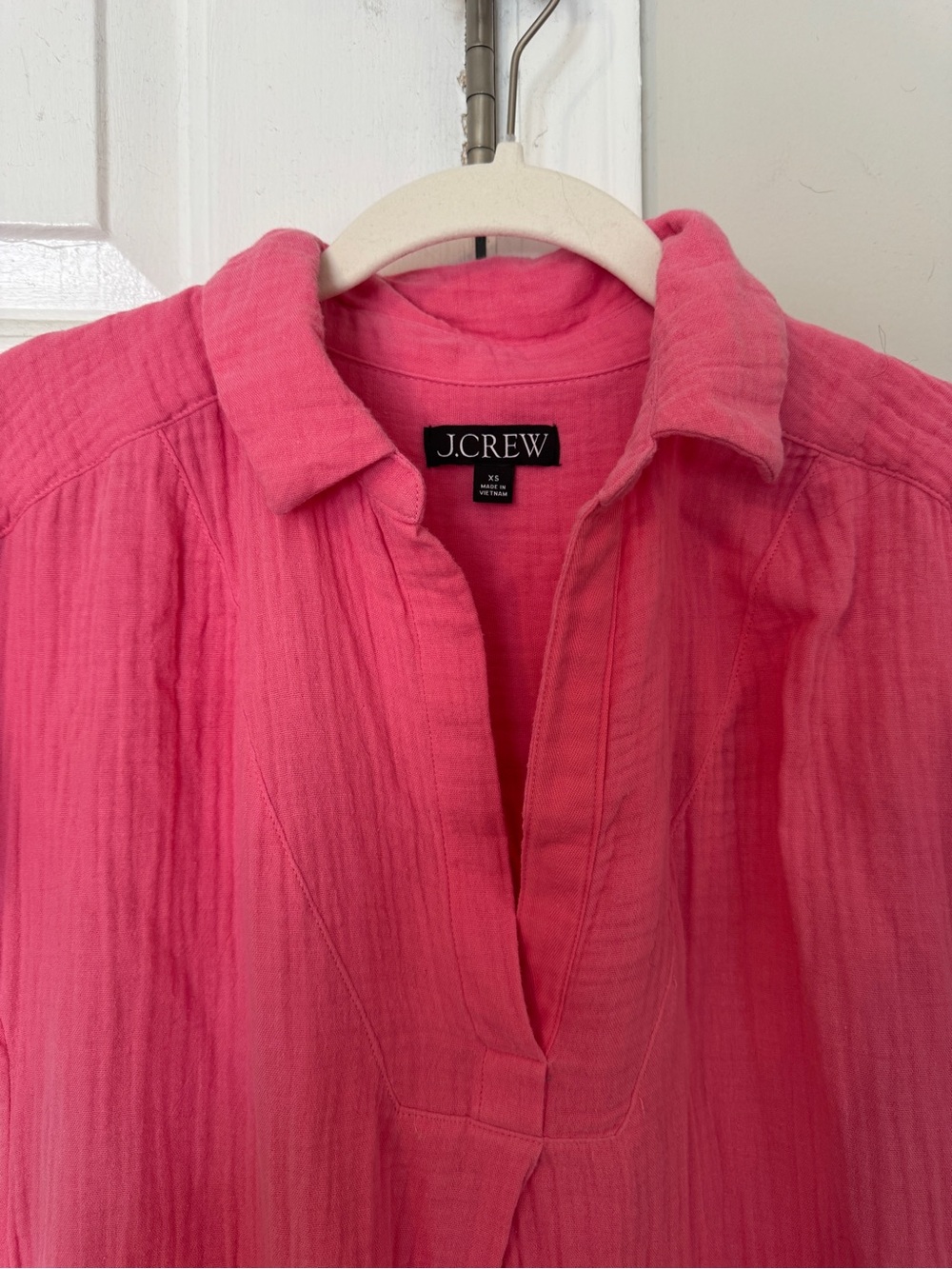 J. Crew Vibrant Pink Coral Short-Sleeve Gauze dress - Picture 2 of 5